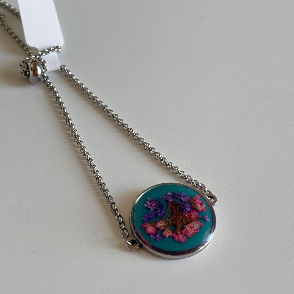 Handmade real flower & resin stainless steel slider